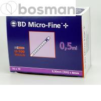 Bd micro-fine + insulinespuit met naald 30gx8mm 0.5ml steriel 10 x 10 st